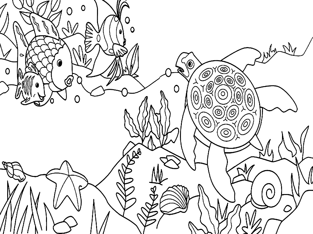Útiles dibujos para colorear - vida marina, para chiquitines creativos