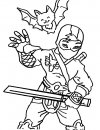 Dibujos infantiles para colorear - ninja, para desarrollar movimientos musculares menudos