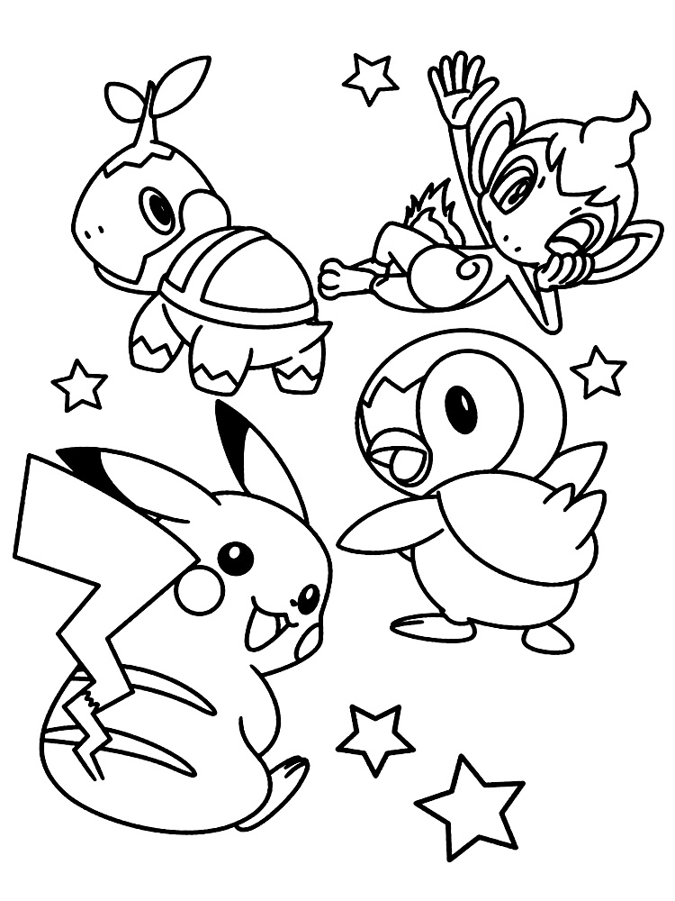 Dibujos infantiles para colorear - Pokemon, para desarrollar movimientos musculares menudos
