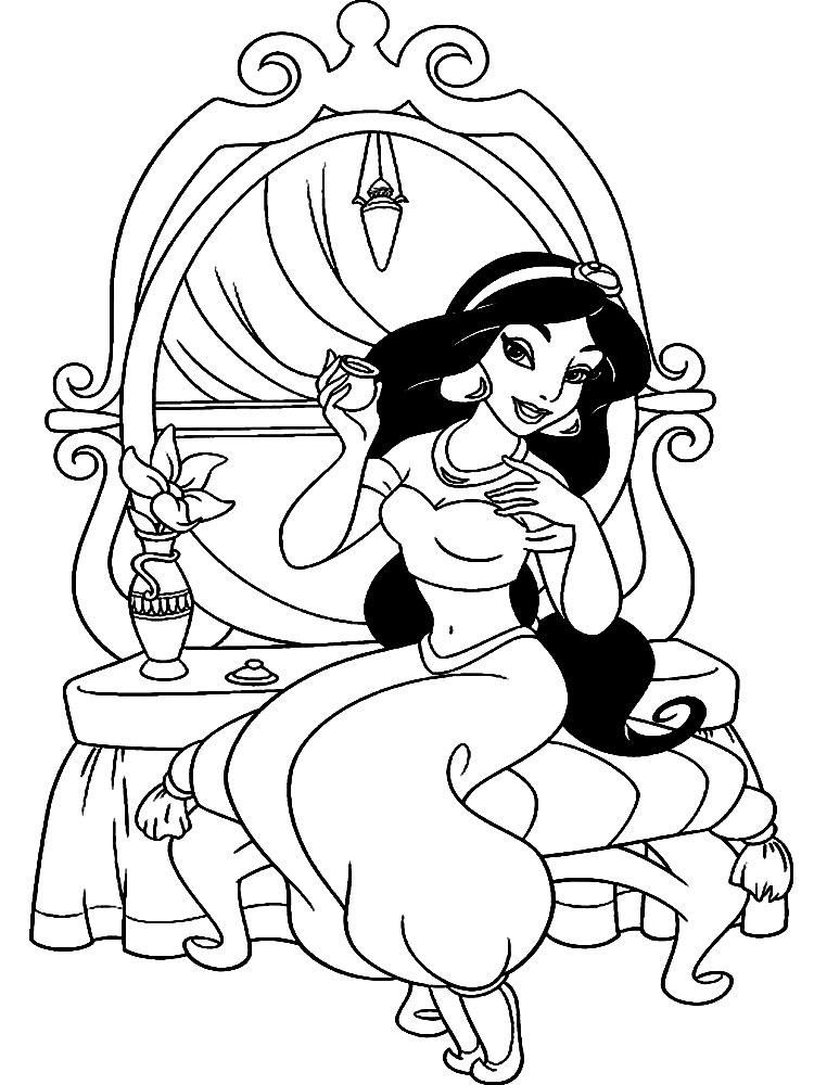Dibujos para colorear - Princess Jasmine, para desarrollar la generación menor
