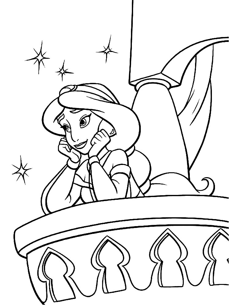 Imprimir dibujos para colorear - Princess Jasmine, para niños y niñas