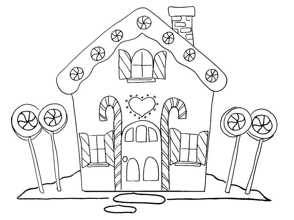 Imprimir imágenes dibujos para colorear - gingerbread House, para niños y niñas