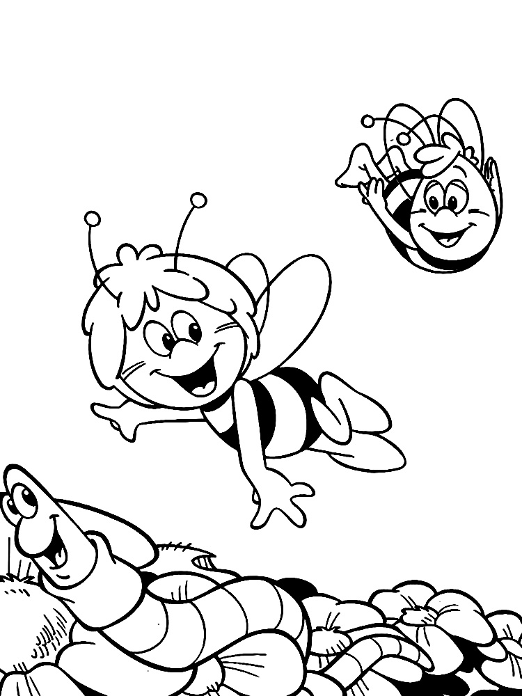 Dibujos para colorear - abeja Maya, para niñas y niños