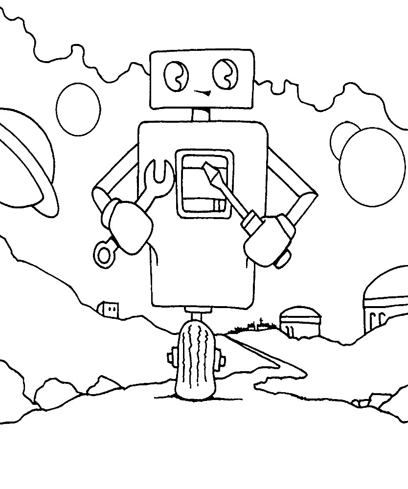 Útiles dibujos para colorear - robots, para chiquitines creativos