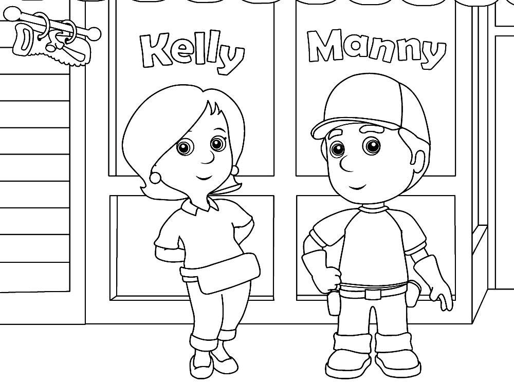 Dibujos para colorear - Handy Manny, para un desarrollo infantil, en conjunto