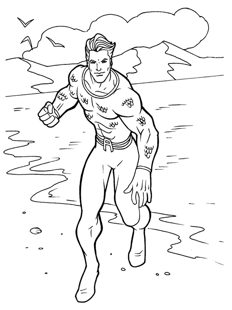Dibujos para colorear - Aquaman, para un desarrollo infantil, en conjunto
