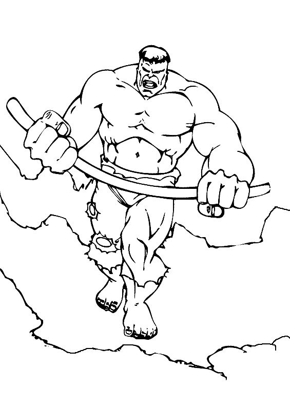 Útiles dibujos para colorear - Hulk, para chiquitines creativos