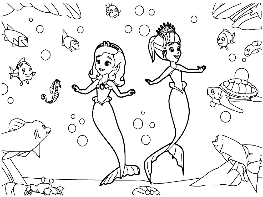 Útiles dibujos para colorear - la Princesa Sofía, para chiquitines creativos