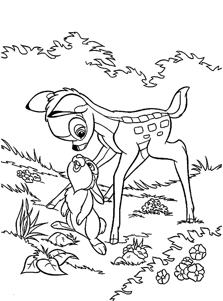 Bambi - dibujos animados infantiles, para colorear