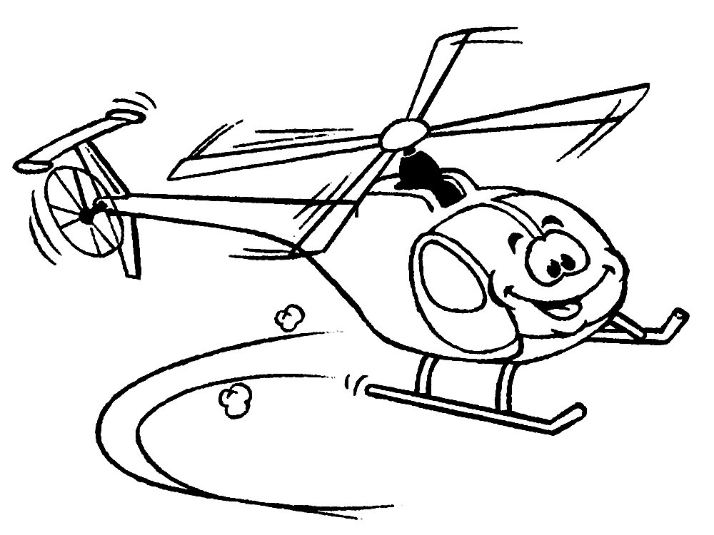 Útiles dibujos para colorear - helicoptero, para chiquitines creativos