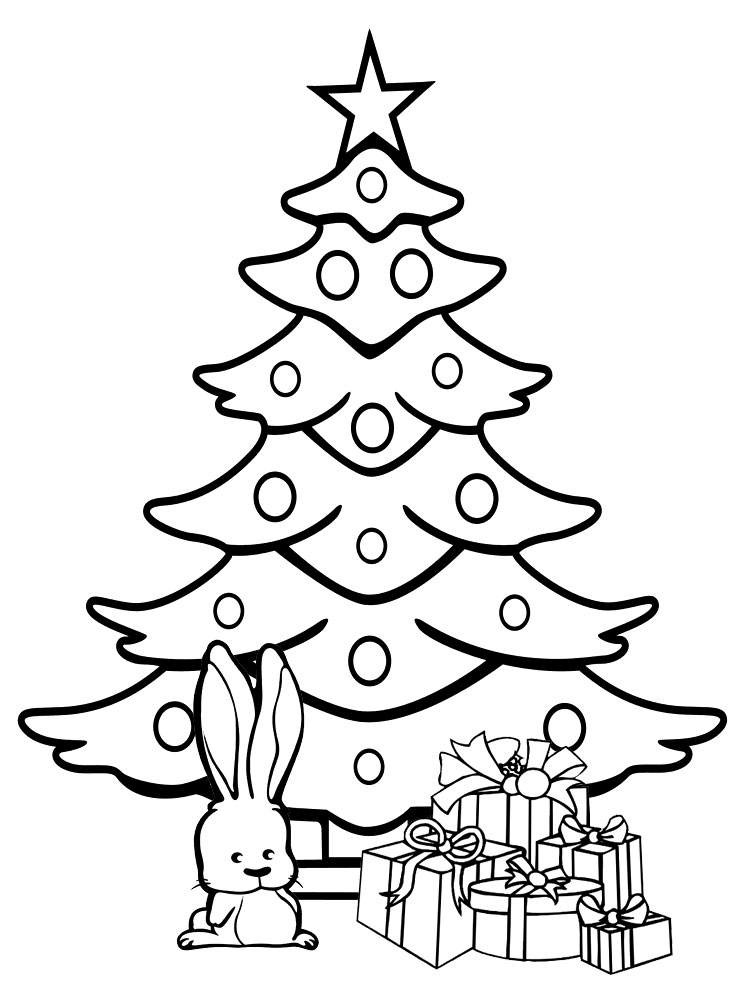 Dibujos animados para colorear – arbol de Navidad, para niños pequeños.
