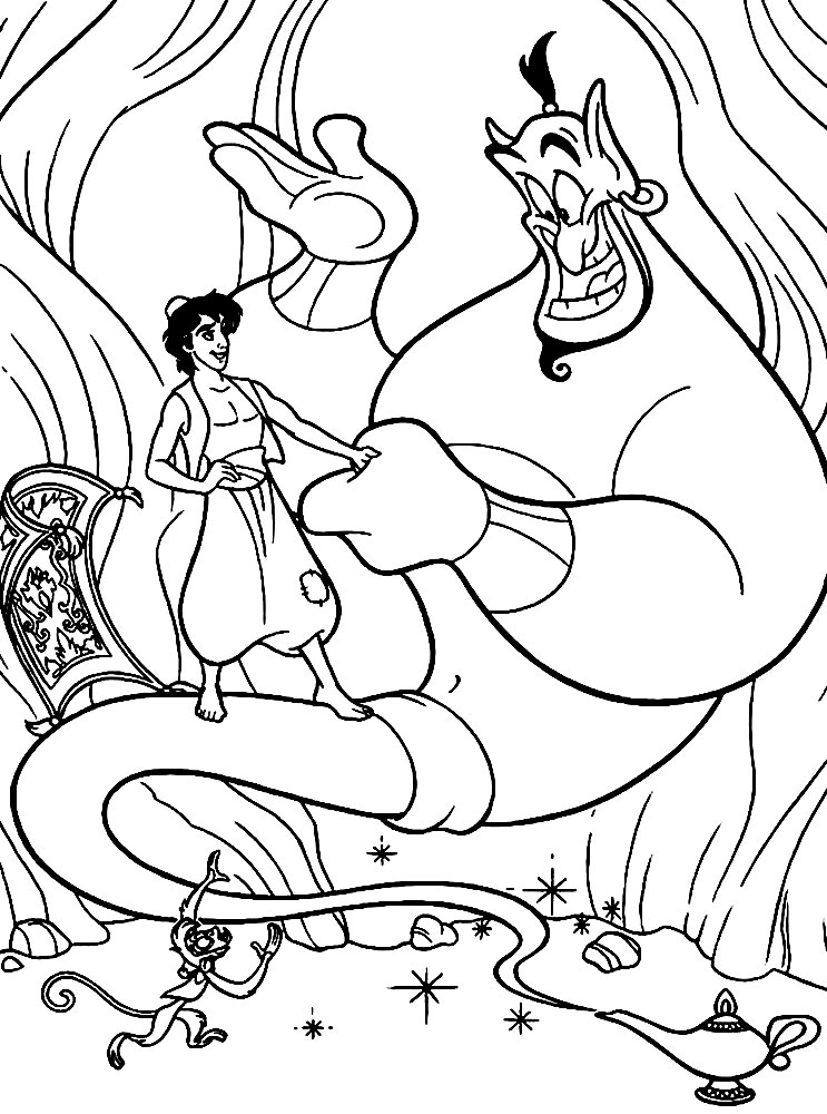 Dibujos para colorear - Aladdin, para desarrollar la generación menor