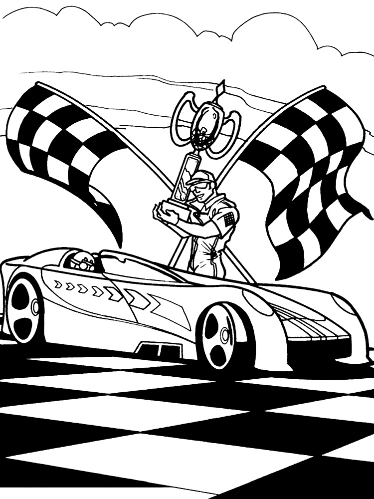 Coches de carreras – dibujos animados infantiles, para colorear