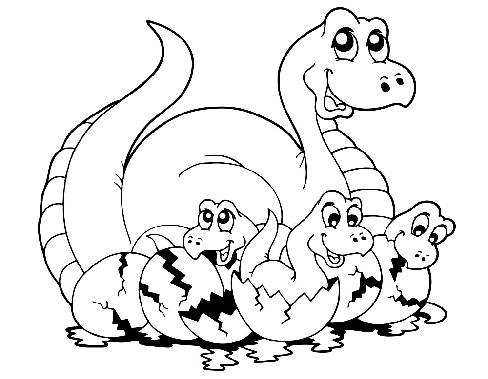Dinosauria - dibujos animados infantiles, para colorear