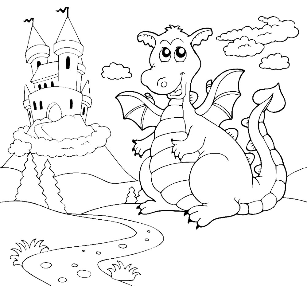 Descargar gratis dibujos para colorear - dragón