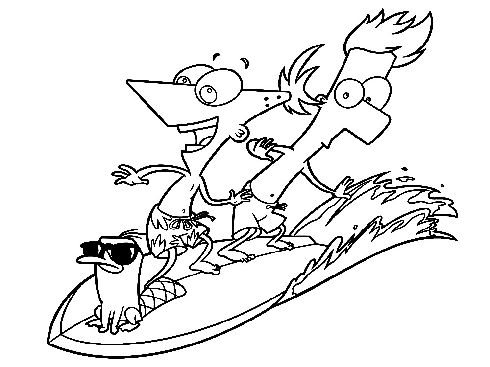 Dibujos para colorear - Phineas y Ferb, para niñas y niños