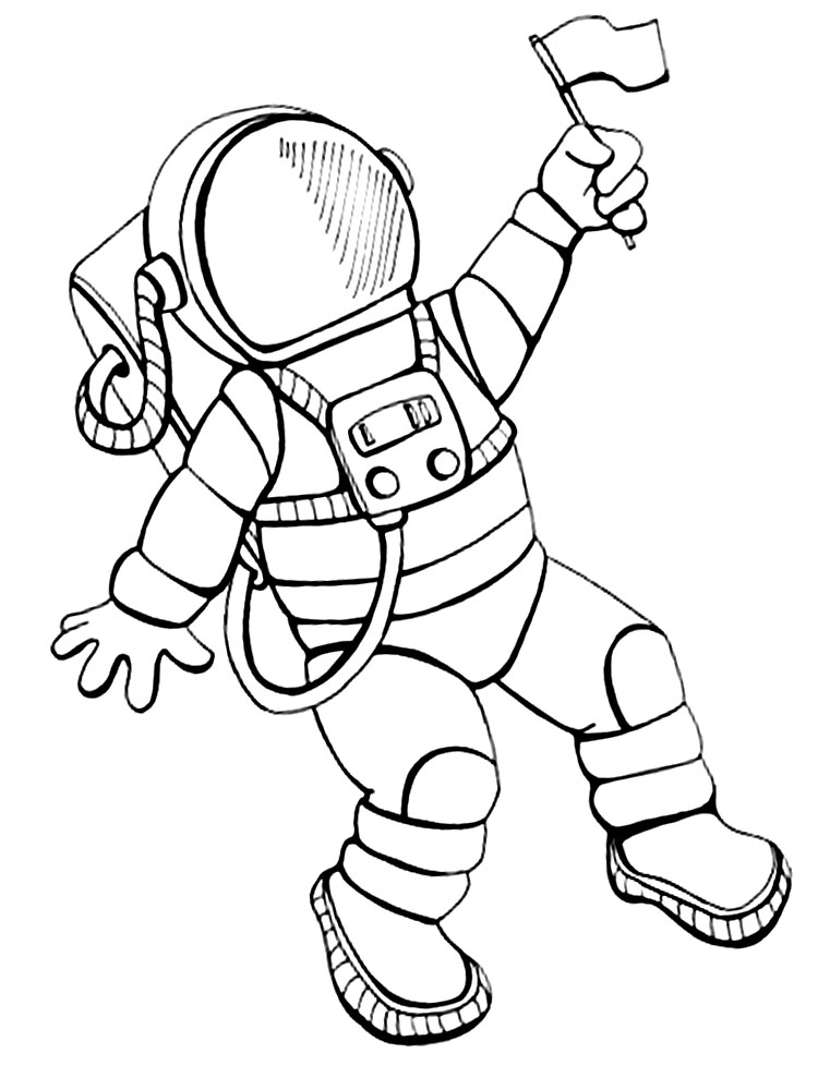 Astronaut - dibujos animados infantiles, para colorear